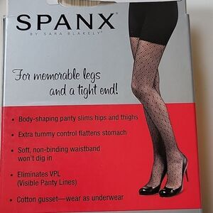 NEW SPANX FISHNET STOCKINGS TIGHTS PANTYHOSE TIGHT END SHAPING BLACK SIZE C XL